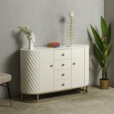 Credenza bianca e oro 120x40x85h cm 2 ante e 4 cassetti - Grotte