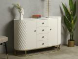 Credenza bianca e oro 120x40x85h cm 2 ante e 4 cassetti - Grotte