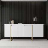 Credenza bianca e oro elegante 160x35x80h cm 4 ante - Arta