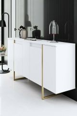 Credenza bianca e oro elegante 160x35x80h cm 4 ante - Arta