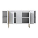 Credenza bianca e oro elegante 160x35x80h cm 4 ante - Arta