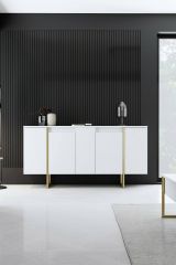 Credenza bianca e oro elegante 160x35x80h cm 4 ante - Arta