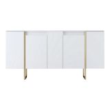 Credenza bianca e oro elegante 160x35x80h cm 4 ante - Arta