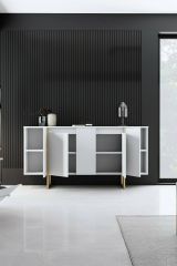 Credenza bianca e oro elegante 160x35x80h cm 4 ante - Arta