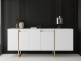 Credenza bianca e oro elegante 160x35x80h cm 4 ante - Arta