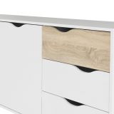 Credenza bianca e quercia 147x39x81h cm 2 ante e 3 cassetti - Animato