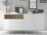 Credenza bianca e quercia 175x48x89h cm 3 ante e 3 cassetti - Julie