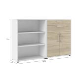 Credenza bianca e quercia 178x40x113h cm 2 ante e 2 cassetti - Albinea