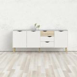 Credenza bianca e quercia 195x39x81h cm 3 ante e 3 cassetti - Anima
