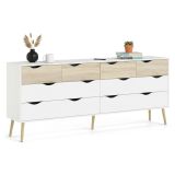 Credenza bianca e quercia 195x39x81h cm 8 cassetti - Arista