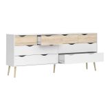 Credenza bianca e quercia 195x39x81h cm 8 cassetti - Arista