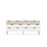 Credenza bianca e quercia 195x39x81h cm 8 cassetti - Arista