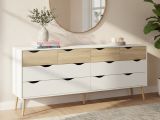 Credenza bianca e quercia 195x39x81h cm 8 cassetti - Arista