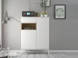 Credenza bianca e quercia 88x36x118h cm 2 ante e 1 cassetto - Alfra