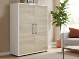 Credenza bianca e quercia 89x40x113h cm 2 ante - Warszawa