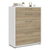 Credenza bianca e quercia 89x40x113h cm 4 cassetti - Anghiari