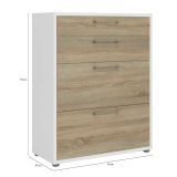 Credenza bianca e quercia 89x40x113h cm 4 cassetti - Anghiari