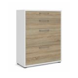Credenza bianca e quercia 89x40x113h cm 4 cassetti - Anghiari