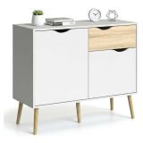 Credenza bianca e quercia 98x39x81h cm 2 ante e 1 cassetto - Audit