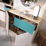 Credenza bianca e rovere 105x43x75h cm 2 ante e 1 cassetto - Ascot