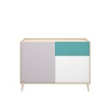 Credenza bianca e rovere 105x43x75h cm 2 ante e 1 cassetto - Ascot