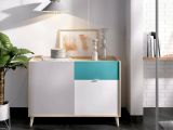 Credenza bianca e rovere 105x43x75h cm 2 ante e 1 cassetto - Ascot