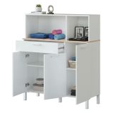 Credenza bianca e rovere 108x40x126h cm 3 ante e 1 cassetto - Angstrom