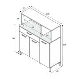 Credenza bianca e rovere 108x40x126h cm 3 ante e 1 cassetto - Angstrom