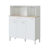 Credenza bianca e rovere 108x40x126h cm 3 ante e 1 cassetto - Angstrom