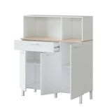 Credenza bianca e rovere 108x40x126h cm 3 ante e 1 cassetto - Angstrom