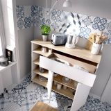Credenza bianca e rovere 120x40x102h cm 2 ante e 1 cassetto - Aleandro