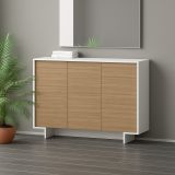 Credenza bianca e rovere 134x35x87h cm 3 ante e 1 cassetto - Arius