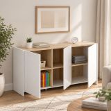 Credenza bianca e rovere 138x42x76h cm 3 ante - America
