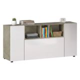 Credenza bianca e rovere 150x41x76h cm 3 ante - Crisantemo
