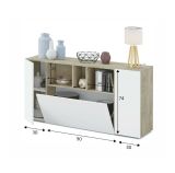 Credenza bianca e rovere 150x41x76h cm 3 ante - Crisantemo