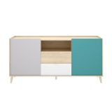Credenza bianca e rovere 155x43x75h cm 2 ante e 2 cassetti - Asa