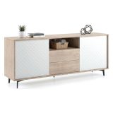 Credenza bianca e rovere 184x45x77h cm 2 ante e 2 cassetti - Azis