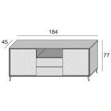 Credenza bianca e rovere 184x45x77h cm 2 ante e 2 cassetti - Azis
