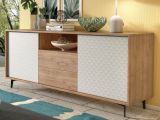 Credenza bianca e rovere 184x45x77h cm 2 ante e 2 cassetti - Azis