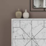 Credenza bianca marmo 123x35x62h cm 4 ante - Brunale