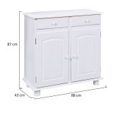 Credenza Bianco 2 Cassetti un Ripiano 88x43x87h cm, Apertura Battente - Pallare