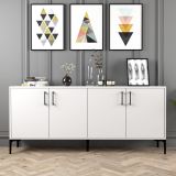 Credenza Bianco 2 Ripiani 4 Ante 180x35x78h cm, 4 Vani - Pollein