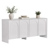 Credenza Bianco 2 Ripiani 4 Ante 180x45x80h cm, 6 Vani - Nomaga