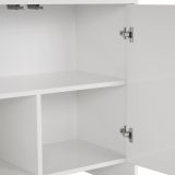 Credenza Bianco 2 Ripiani 4 Ante 180x45x80h cm, 6 Vani - Nomaga
