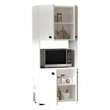 Credenza Bianco 2 Ripiani 4 Ante 60x31x140h cm, 5 Vani - Sestu