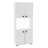 Credenza Bianco 2 Ripiani 4 Ante 60x31x140h cm, 5 Vani - Sestu