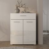 Credenza Bianco 2 Ripiani un Cassetto 79x35x97.5h cm, 3 Vani - Verduno