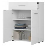 Credenza Bianco 2 Ripiani un Cassetto 79x35x97.5h cm, 3 Vani - Verduno