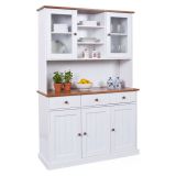 Credenza Bianco 3 Cassetti 4 Ripiani 131x45x181h cm, Apertura Battente - Loranze