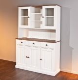 Credenza Bianco 3 Cassetti 4 Ripiani 131x45x181h cm, Apertura Battente - Loranze